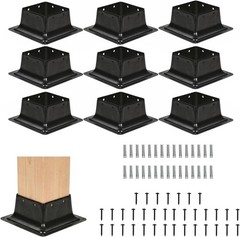 4×4 Post Base Bracket 10 Pcs 3.6″ x 3.6″ Heavy Duty for Wood Post Anchor