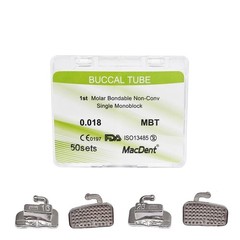 MacDent Dental Orthodontic Buccal Tubes 1st 2nd Molar Tube Roth MBT 022 Bondable