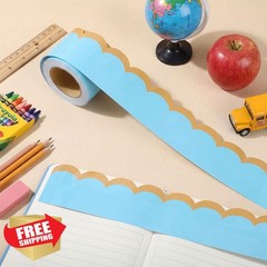 Fuutreo Light Blue Bulletin Board Borders 32.8ft
