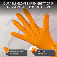 Wolverine X-Large Orange Nitrile Gloves Raised Diamond Texture, 8 Mil, 1000 Pcs