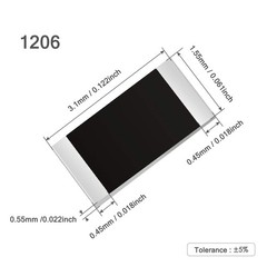 Kit de 1200 resistencias SMD 1206 de 0 a 10 MΩ y 60 valores 1/4W 0.25W ±1%