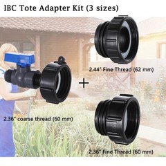 275-330 Gallon IBC Tote Tank Adapter, 3 Size IBC Tote Hose Adapter, 2.44″ Fin…