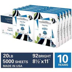 Hammermill Copier Plus Paper Letter Size 8 1/2″ x 11″ 5000 Sheets 10 Reams 20 Lb