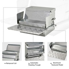 Automatic Chicken Feeder Galvanized Steel Poultry Feeders, 25 Lbs of Feeds