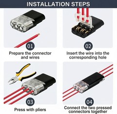 100Pcs 1/2/3 Pin Electrical Wire Connectors Kit Quick Splice Wire Connectors