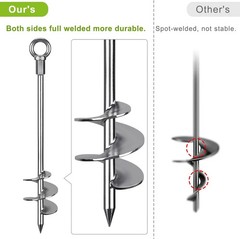 30” Ground Anchors Screw in Heavy Duty 12Mm Solid Steel, 3″ Spiral Blade with S