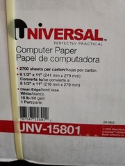 Universal UNV15801 9.5″ x 11″ 18 lbs. 1-Part Computer Paper White (2700/CT) New