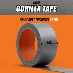 Gorilla 1.88 in x 10 yd Silver Duct Tape, Weather Resistant Heavy Duty Tape