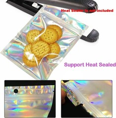 100 Pcs Holographic Resealable Packaging Bags for Small Business..(4X6 Inch)