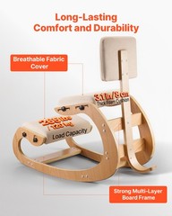 VEVOR Ergonomic Kneeling Chair Wood Posture Chair with Backrest & Thick Cushions