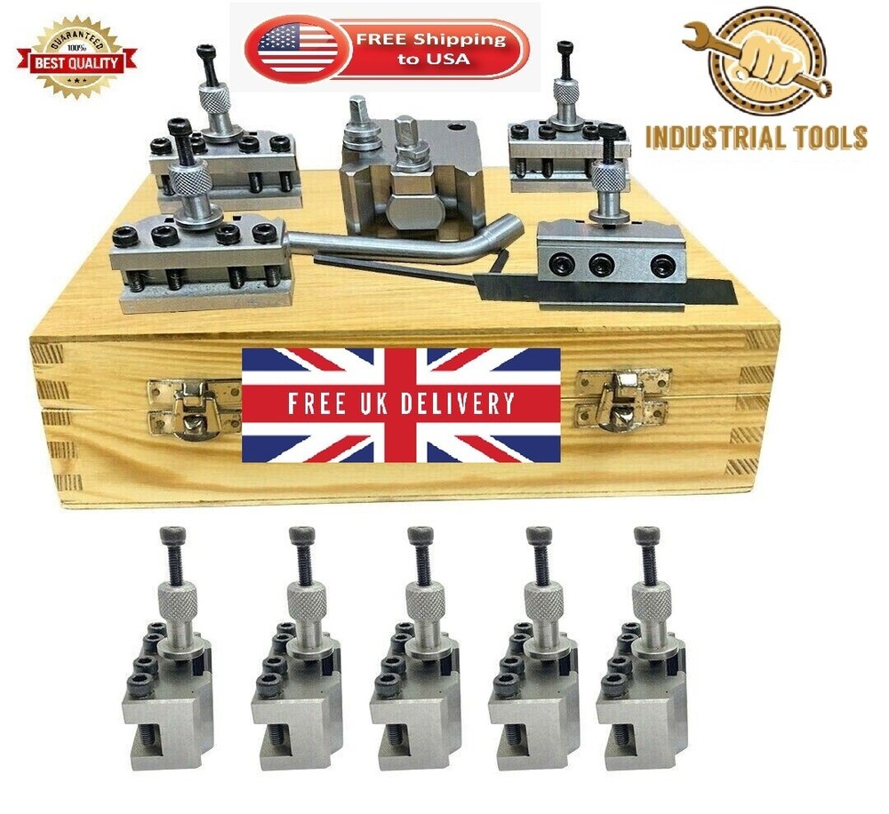 Quick Change Toolpost Set 10 Pieces Set T37 Mifords ML7 Wooden Box toolholder