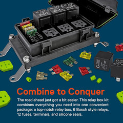 12V Fuse Relay Box 6 Slot Waterproof ATC ATO 5 Pin Bosch Holder Kit
