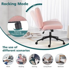 OLIXIS Criss Cross Chair with Wheels Wide Cross Legged Office Desk Vanity Cha…