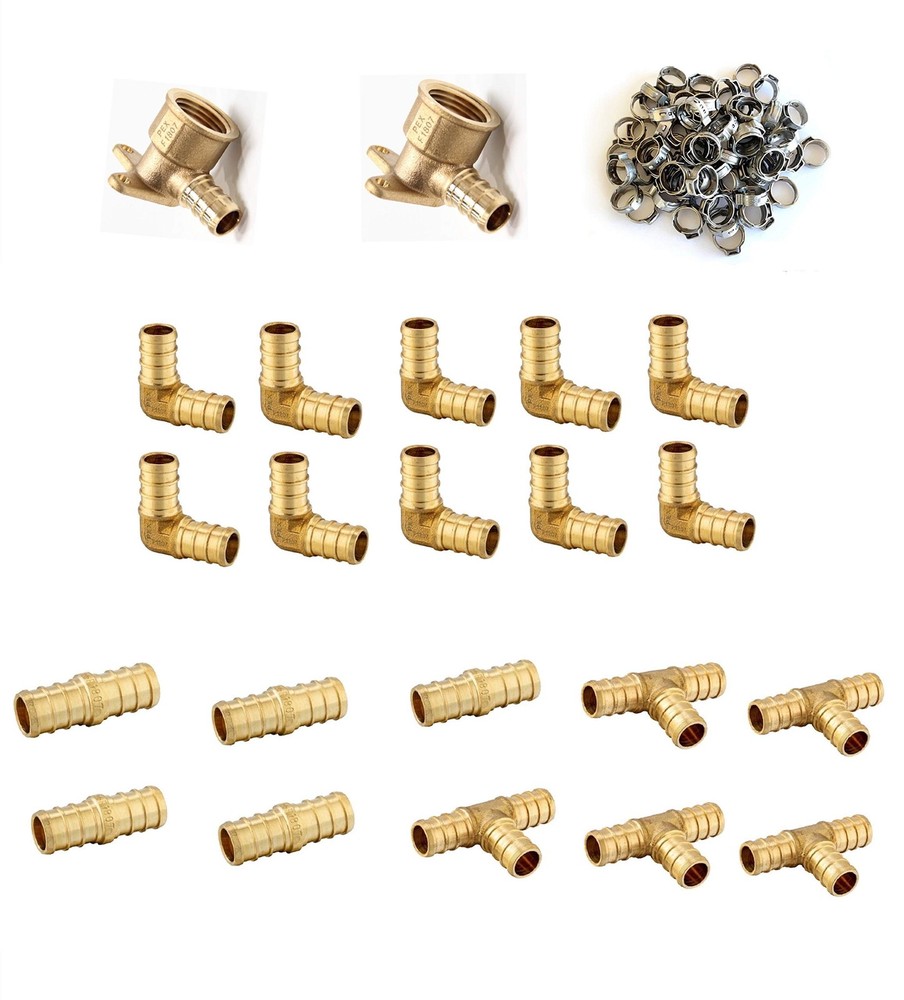 (Pack of 62) EFIELD 1/2″ Pex Fittings: 40 PCS Pack 62-SS, Copper