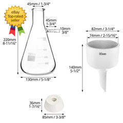 1000ML Buchner Funnel Kit Filter Flask Set 1L Vacuum Flask 80Mm Funnel