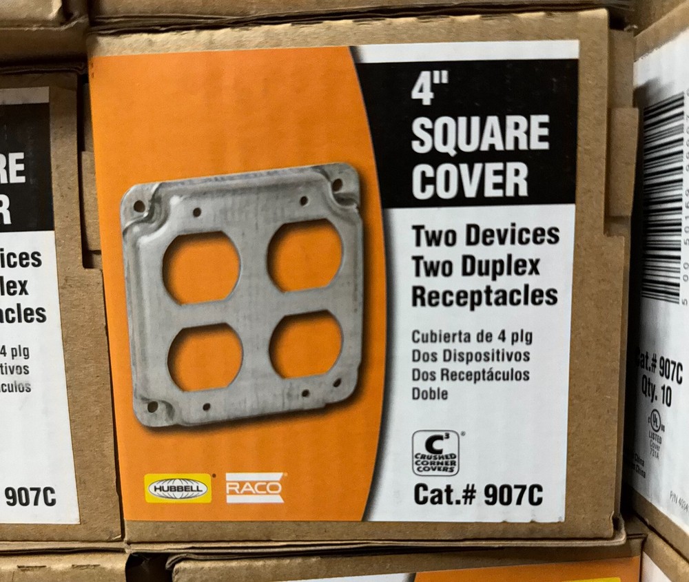 RACO Hubbell Electrical PROD 907C Square Cover, 4″ Box of 10 Free Shipping