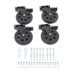 4Pcs Heavy Duty Casters Black 6″ W/ Brake 360° steering With 2× Hardware Kits