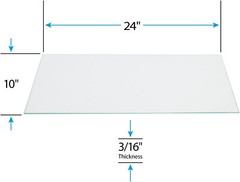 Tempered Glass Shelves 10″ Wide x 24″ Long x 3/16″ Set of 2 Beveled Edges