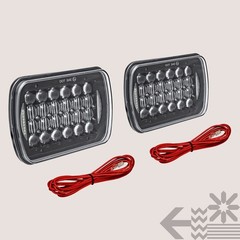 TRUE MODS 7×6 5×7 H6054 Black LED Headlights H4 2B1 Sealed Beam Replacement H…
