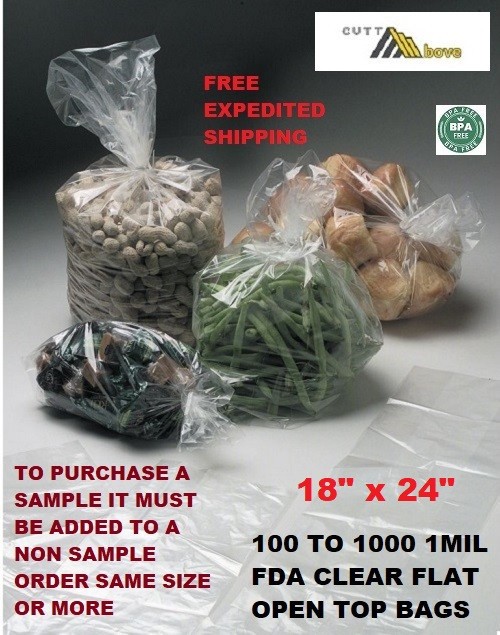 100 – 1000 18×24 Clear Poly Bags Lay Flat Open Top 1 Mil LDPE Plastic T-Shirt
