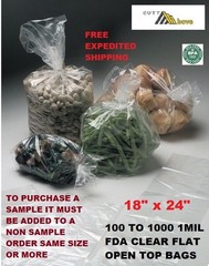 100 – 1000 18×24 Clear Poly Bags Lay Flat Open Top 1 Mil LDPE Plastic T-Shirt