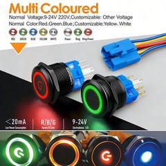 22mm SPDT IP65Aluminum Alloy High Head Ring Power Symbol Led Button Power Switch