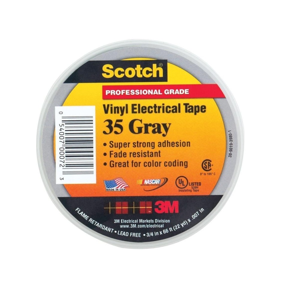 PT96403510PKT Gray 3M 35 Electrical Tape 7 mil 3/4in x 66ft (Pack of 10)