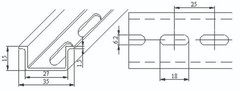 10 pieces DIN Rail Slotted Steel, RoHS Compliant, 35mm x 7.5mm, 1 Meter