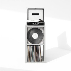 Pemberly Row 2-Cube Media Storage Organizer in Light Grey Engineered Wood
