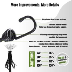 8mm HEAVY DUTY BLACK MARINE GRADE BUNGEE CORD Tarp Tie Down Strap 12-20-24-30-40