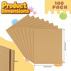 100 Pack 4×6 Inch Flat Corrugated Cardboard Sheets 0.07 Inch Thick
