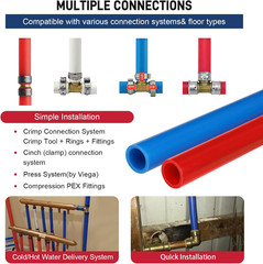 PEX Pipe 1/2 200ft Red Blue PEX-B Tubing EVOH,Flexible Non-Barrier,HotCold Water