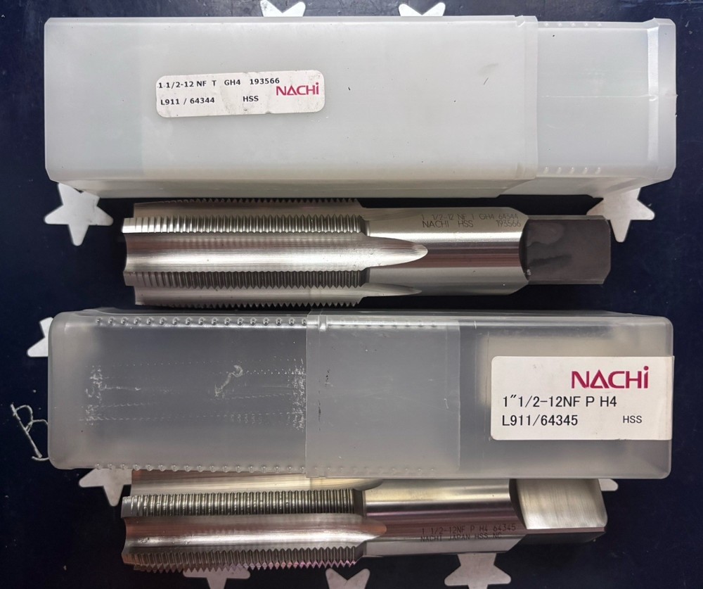 2pc SET Nachi 1-1/2-12 NF G H4 6FL Tap 1-1/2” 12tpi Taper & Plug 1 of Each