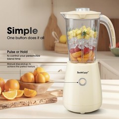 BevWizzy Blender for Smoothies and Shakes, Peak 350W Single 1～2, Creamy White