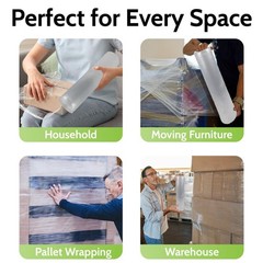 15″ x 1476′ Clear Coreless Pre-Stretch Hand Wrap wit Handle 30 Gauge 4 Rolls