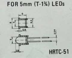 5mm LED Housing, Mounting Clip, LED Holder, RTC51, 10 pcs. per bag.