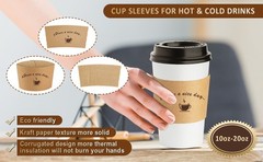 Kraft Paper Coffee Cup Sleeves 50 Packs – Coffee Sleeves, Disposable Corrugated