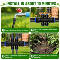 230FT Drip Irrigation System Kit, Quick Push-To-Connect Garden Watering System w