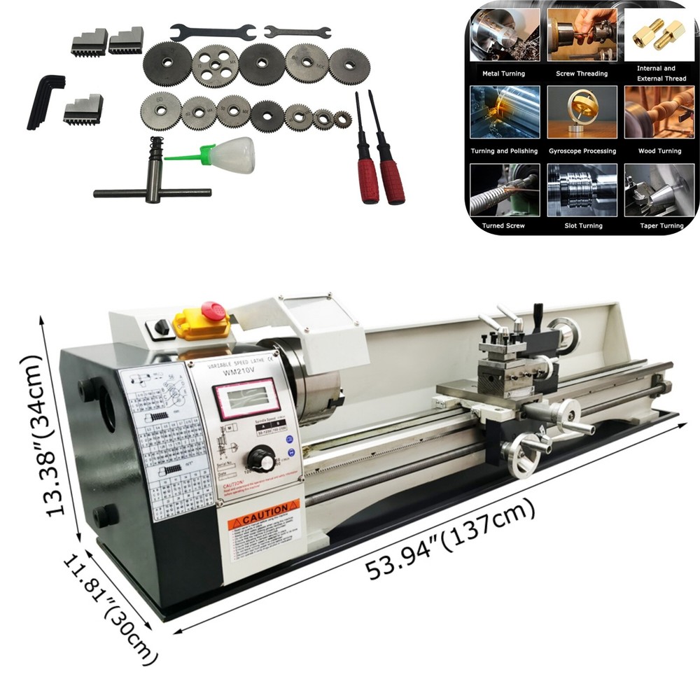 110V 1100W WM210V Precision Instrument Metal Bench Lathe 8″*39″ Miniature Lathe