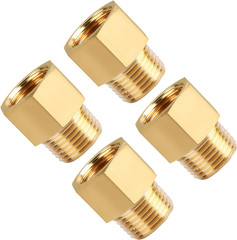 4 Pack 1/2 Inch Brass Pipe Fitting Adapters NPT Male to Female Extension Set