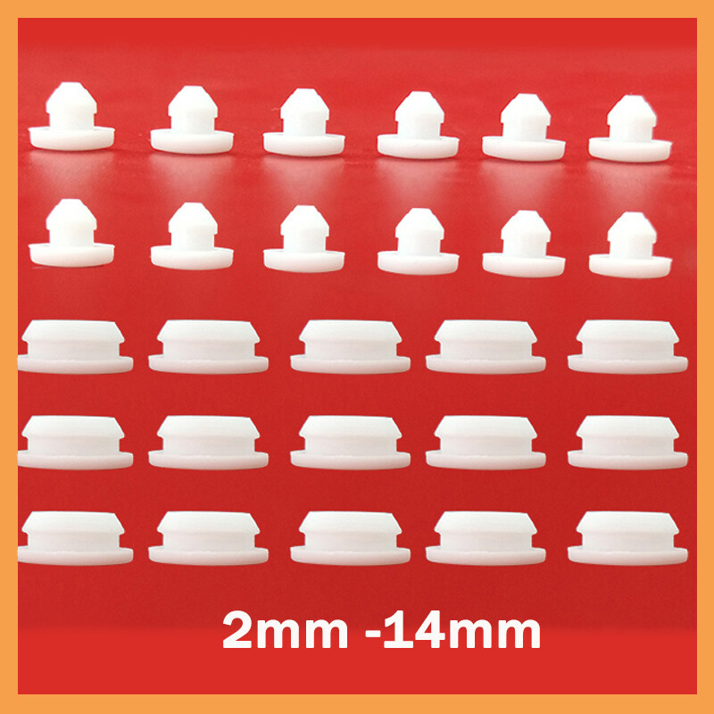 White Silicone Rubber Hole Plugs Snap-on Blanking End Caps Seal Stopper 2.5-14mm