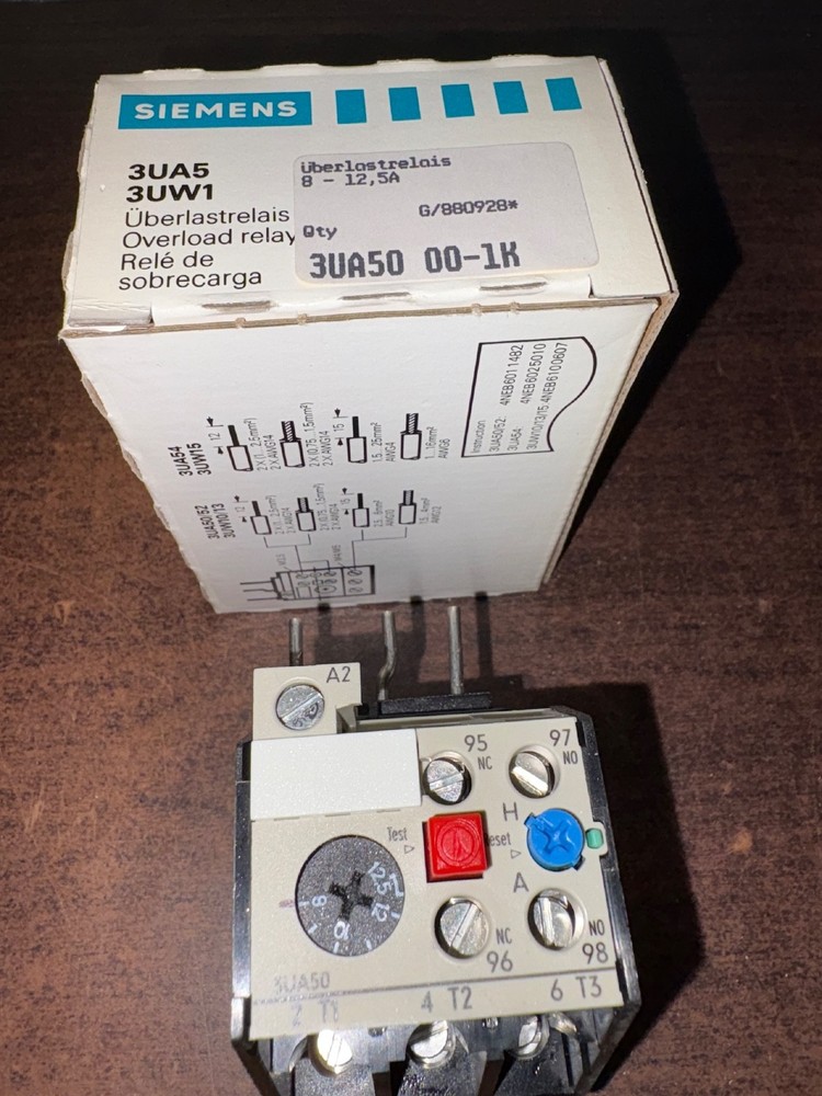 NOS SIEMENS 3UA50-00-1K OVERLOAD RELAY 8 – 12.5 AMP 3UA50 00-1K B327