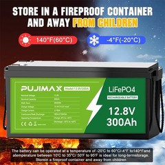 12V 300AH LiFePO4 Lithium Battery 15000+ Deep Cycle BMS for Solar RV Off-grid
