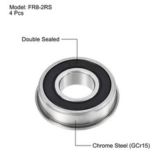 4pcs Double Sealed GCr15 FR8-2RS Flange Ball Bearing 1/2″x1-1/8″x5/16″
