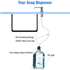 360° Sink Soap Dispenser Stainless Steel Kitchen Hands Liquid Pump Bottle Tube