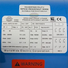 2 HP 3 Phase Electric Motor 1800 RPM 145T Frame ODP Open Drip Proof 230/460V