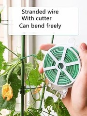 Twist Tie, 328 Feet (100m), green cable ties with Cutter, Garden Plant Ties