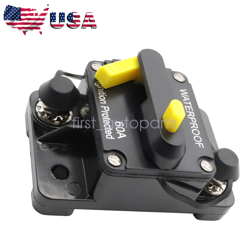 New Car Boat Marine Circuit Breaker Reset Stereo Audio FuseInverter 12V 60A AMP