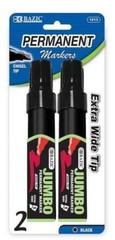BAZIC PRODUCTS Black Jumbo Permanent Markers, Chisel Tip, 2 Count, for Labels Si
