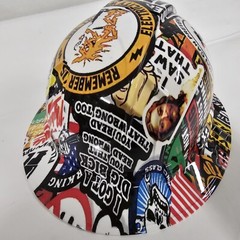 full brim hard hat custom hydro dipped IN BAD ASS CONSTRUCTION STICKER BOMB 💣